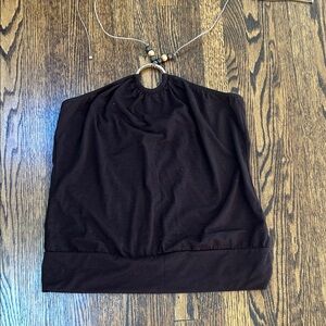 Brown Halter Top with Ring Detail
